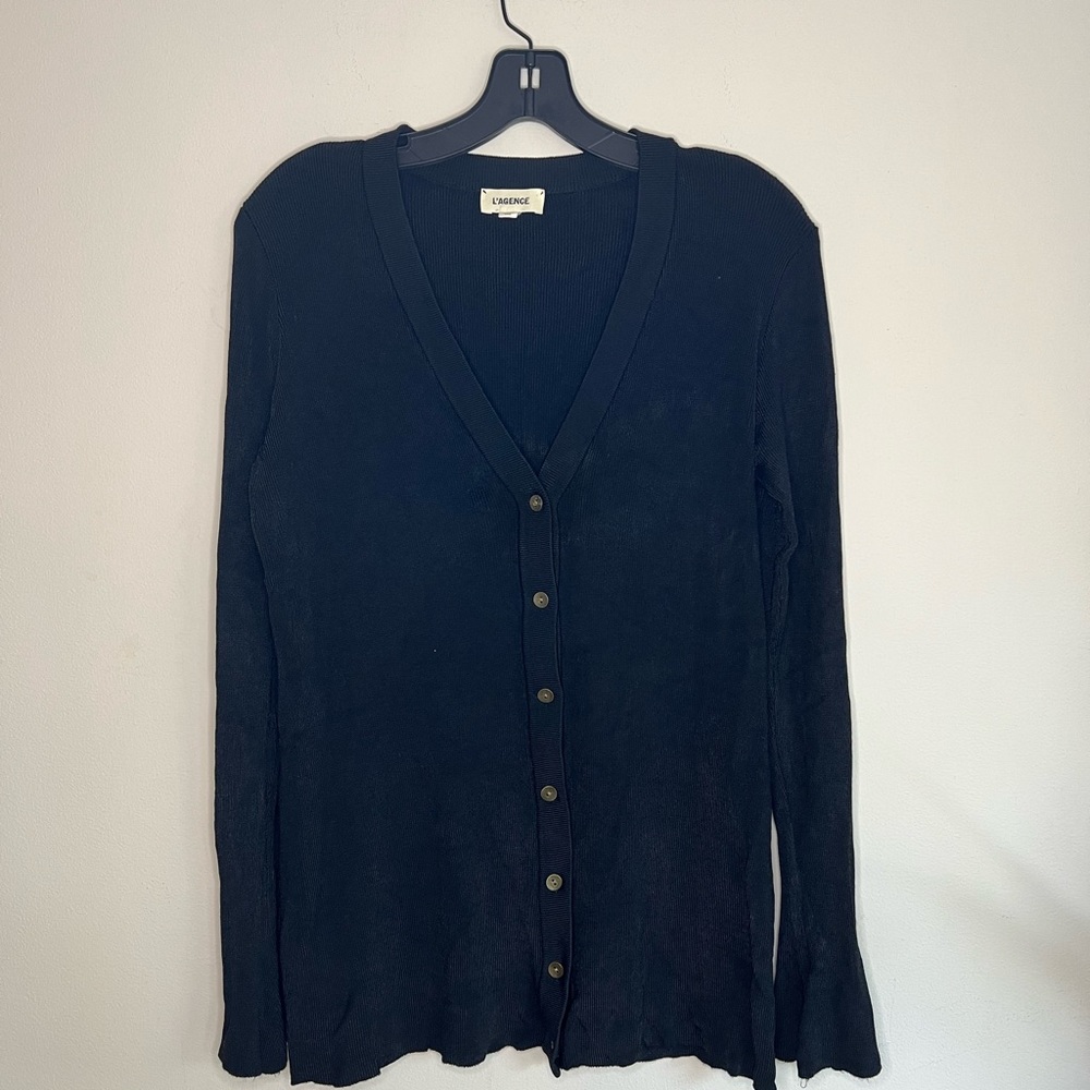 L’Agence woman’s Lucas black long Rib cardigans sweater - Picture 6 of 11